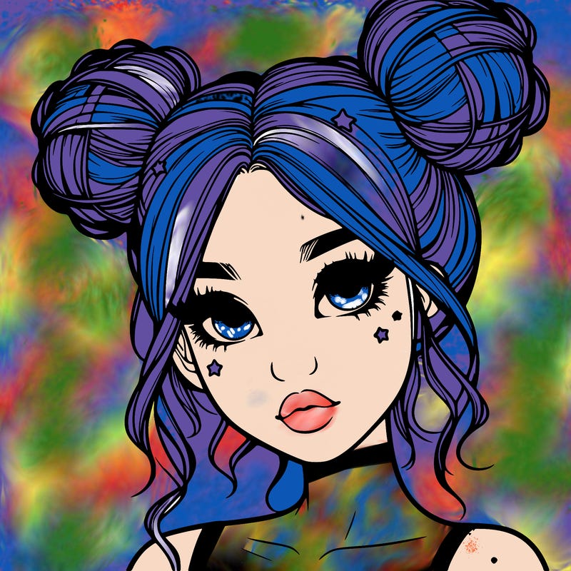 realistic girl with space buns