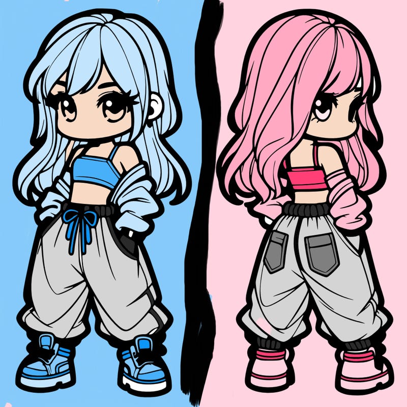 girl in crop top and baggy pants