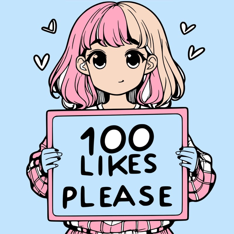 a girl holding a sign saying 100 likes please