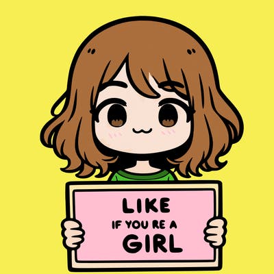 a cute girl holding a sign that says like if you’re a girl