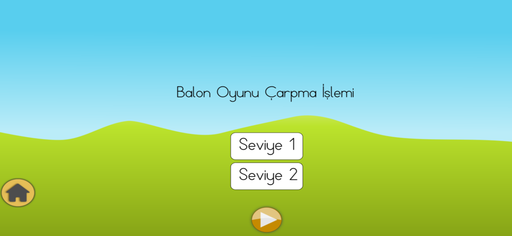 Çarpım Tablosu Oyunları - Multiplication balloon game level selection screen