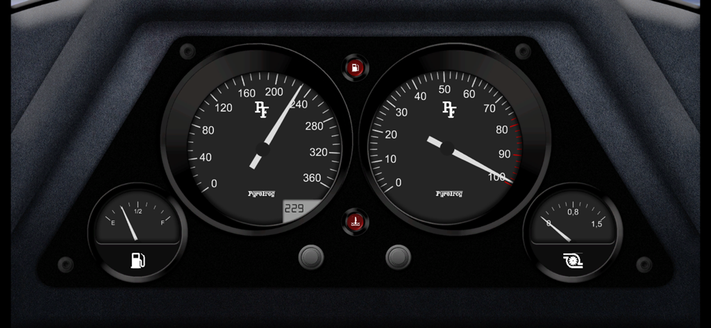 DashPanel - Un dashboard digital de carreras de estilo analógico clásico con velocímetro y tacómetro para telemetría de simulación de carreras