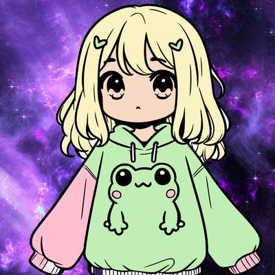 girl wearing frogging sweatshirt