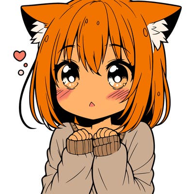 shy anime catgirl