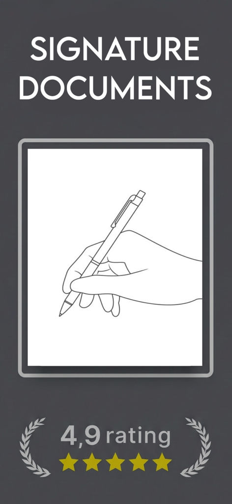 Firma Digital - Hand signing a digital document on a mobile app with a high user rating