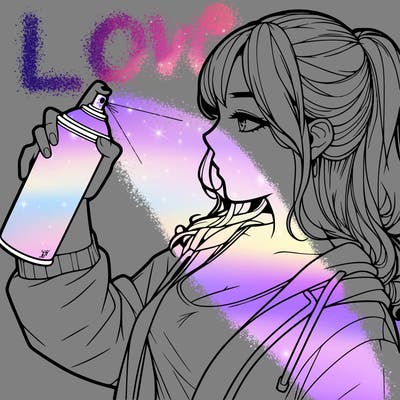 a realistic girl spray, painting