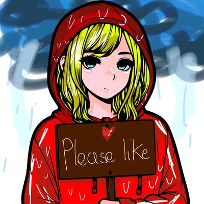 realistic girl with shoulder length hair wearing a hoodie holding a sign