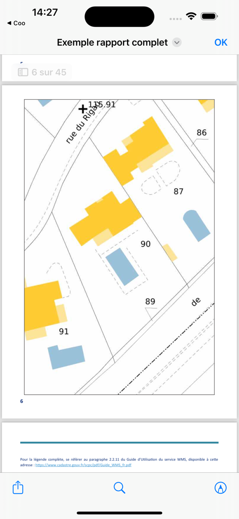 Coo - Uma vista de mapa cadastral dentro de um relatório de propriedade mostrando implantações de edifícios e parcelas de terreno