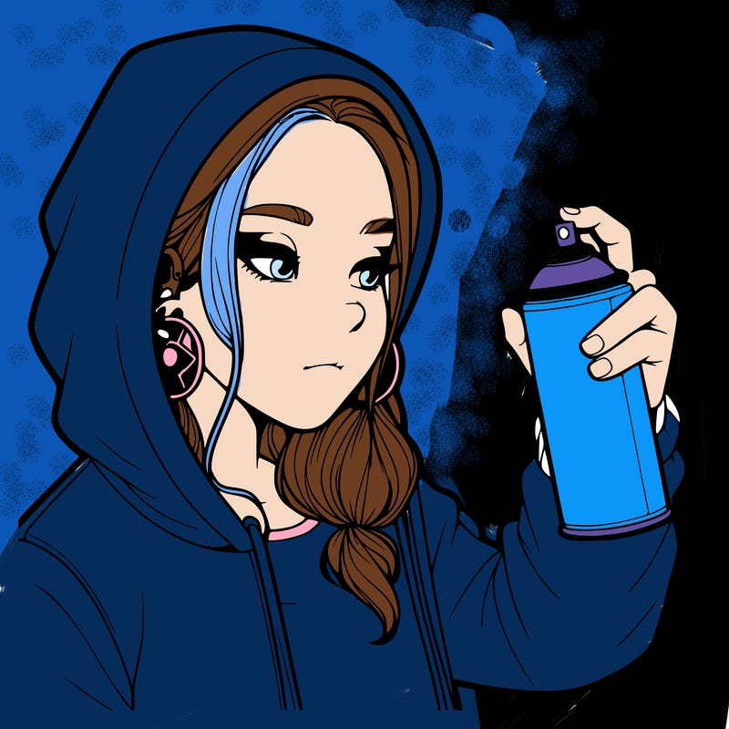 a realistic girl, spray painting