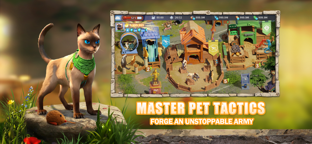 CatDog World: After Humans - A Siamese cat character standing in front of an animal shelter construction interface in CatDog World After Humans