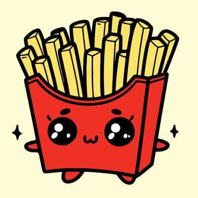 a cute. french fries