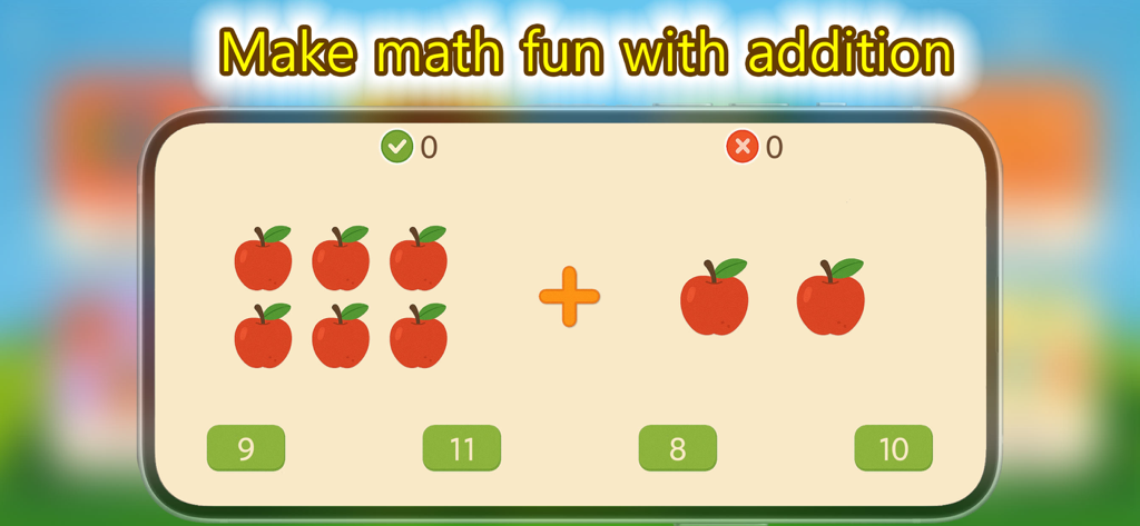 Counting Magic- kids math 123 - Un juego de suma matemática para niños que usa manzanas rojas como ayudas visuales
