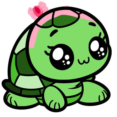 cute little animated turtle
