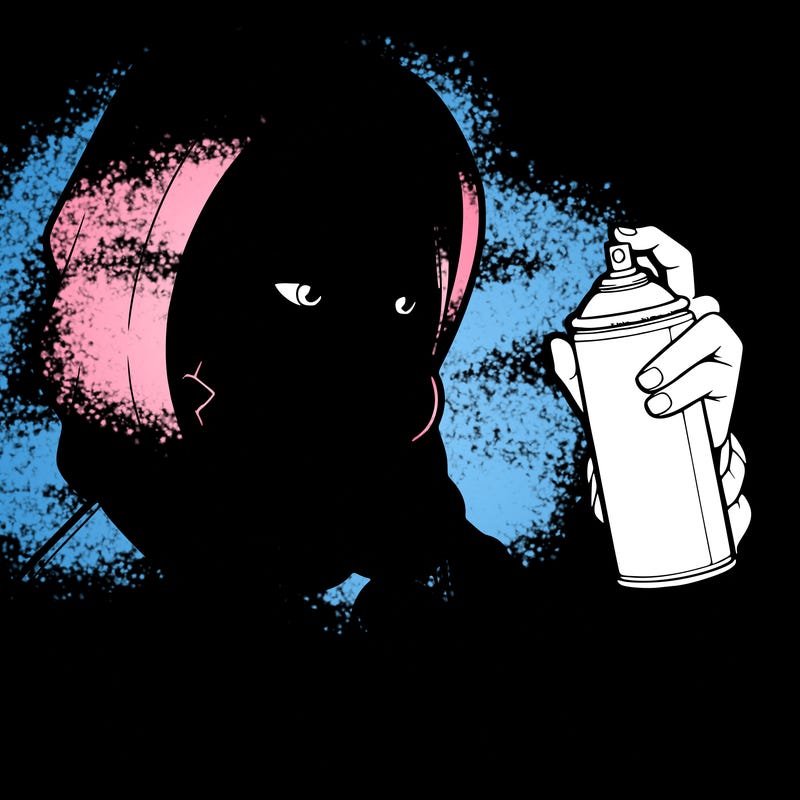 a realistic girl, spray painting