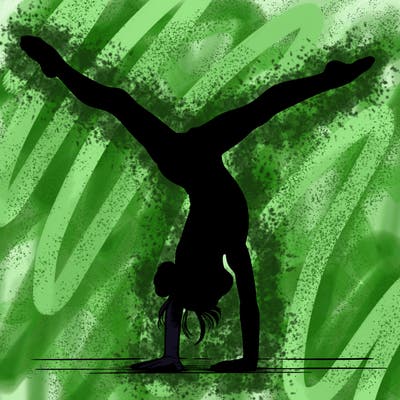 realistic gymnastic hand stand girl in four splits