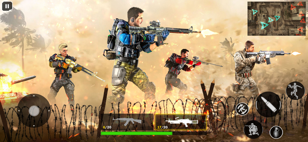 American Shooter : Cover Fire - A squad of soldiers in tactical gear on a desert battlefield in American Shooter Cover Fire