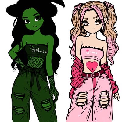 2 girls in crop tops and baggy jeans ripped