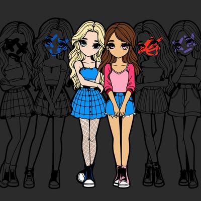 a group of girls realistic