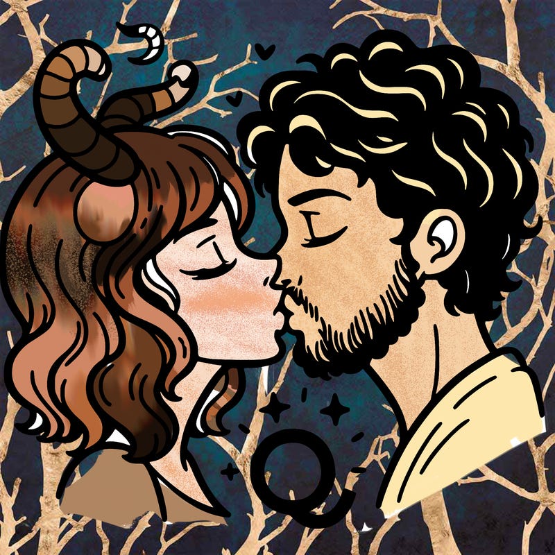 a taurus woman and a cancer man kissing