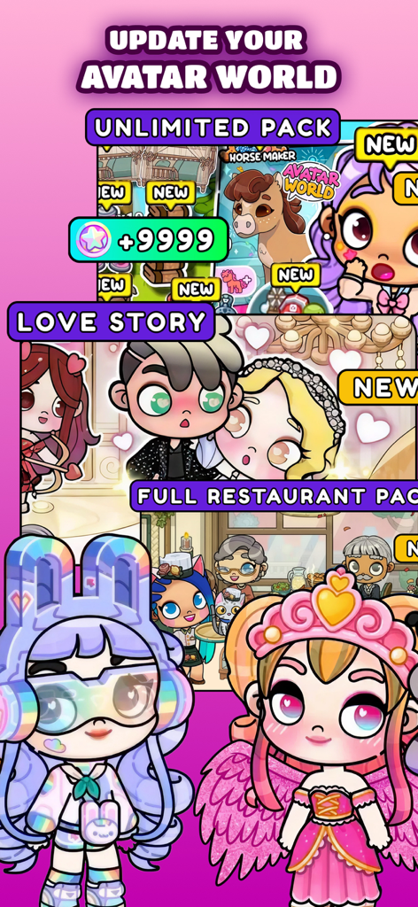 Aesthetic Avatar World Mods - Preview of aesthetic customization packs for avatar world characters and rooms