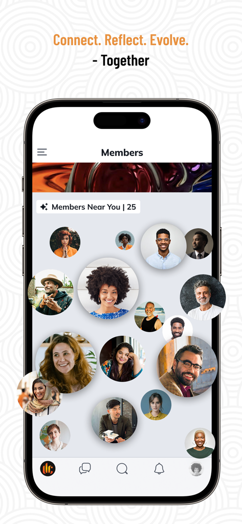 Deepak Chopra - The Deepak Chopra app members screen displaying a global community of diverse individuals