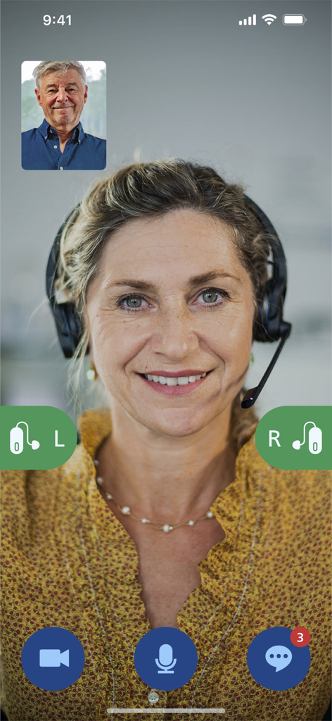 Visita en línea con un profesional de la audición en la aplicación Philips HearLink 2