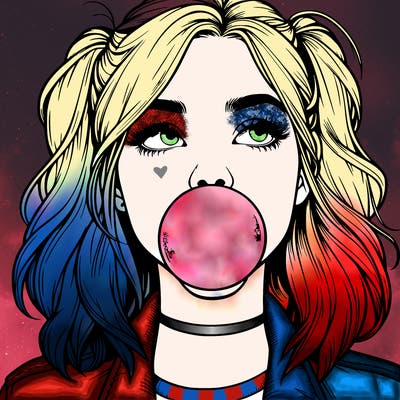 realististic girl blowing bubble -gum