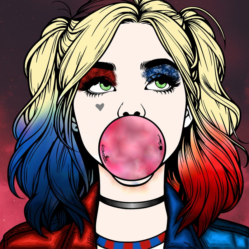 realististic girl blowing bubble -gum