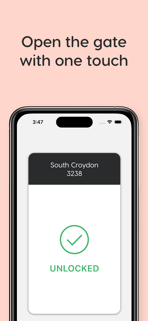 Shurgard mobile app screen showing a successful gate unlock with a green checkmark icon