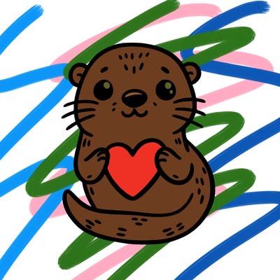 otter with a heart