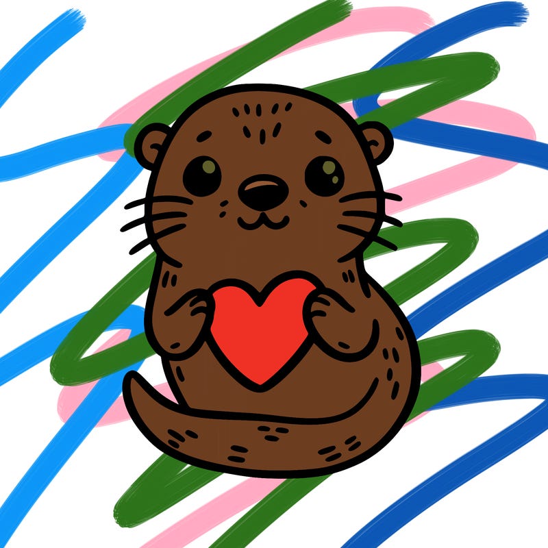 otter with a heart