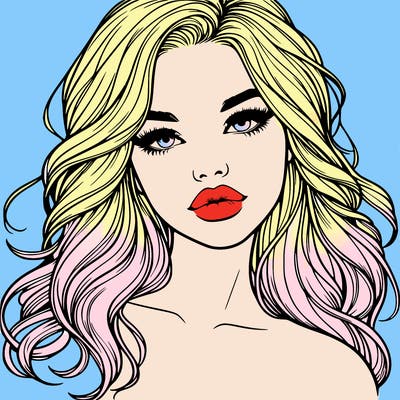 realistic girl with hair and lips