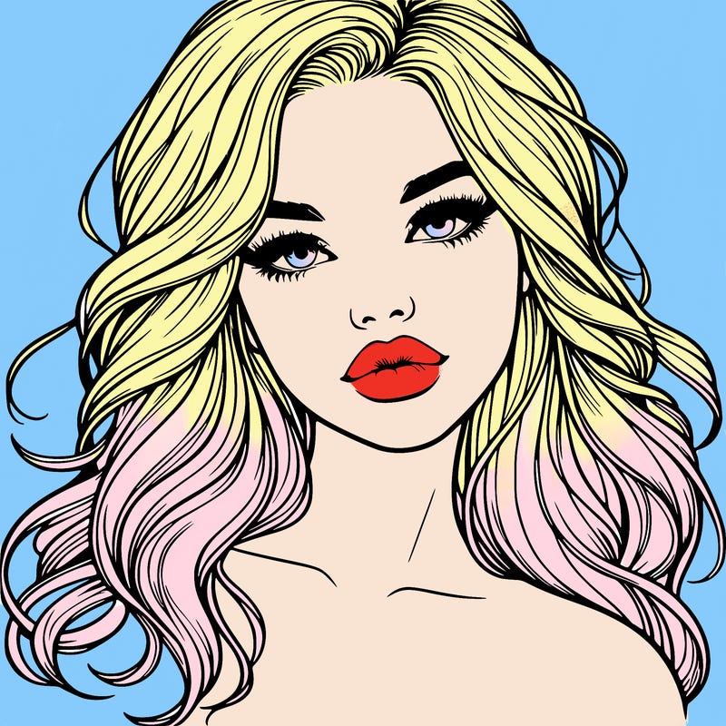 realistic girl with hair and lips