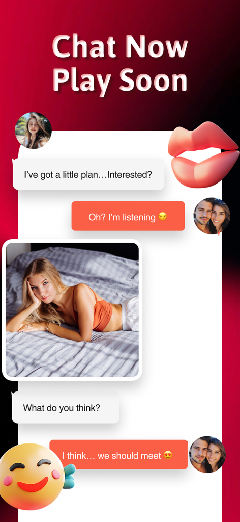 Chat interface showing a conversation between a couple and a single person on the 3rder app
