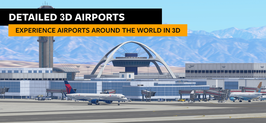 Un entorno de aeropuerto 3D realista en Infinite Flight Simulator con terminales detalladas y aviones comerciales en la pista