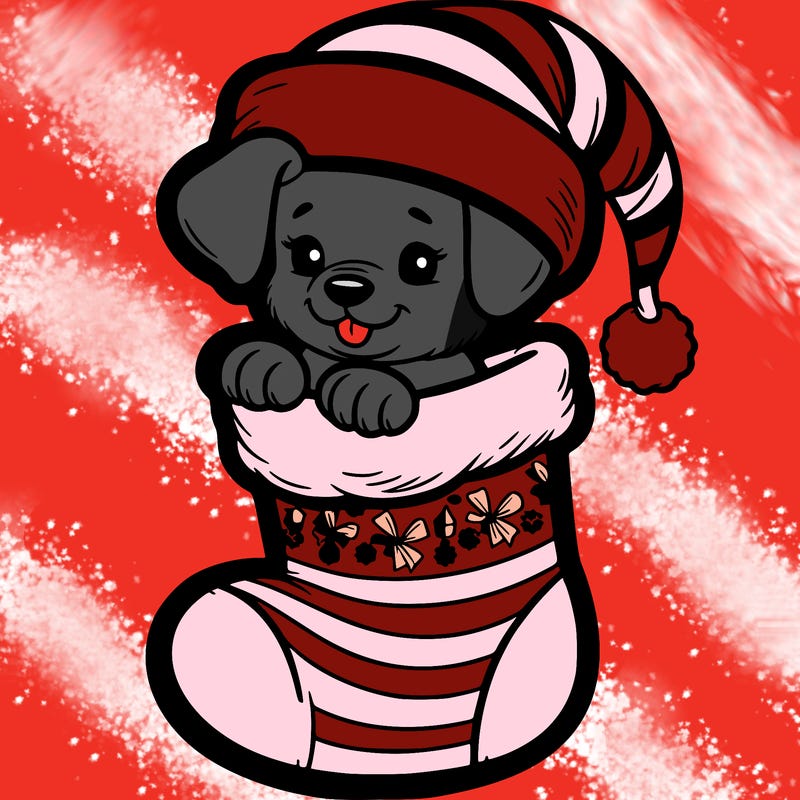 puppy in christmas stocking