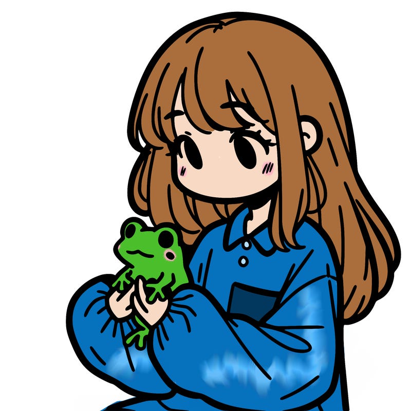 girl with long hair and a oversized shirt. and she is holding a frog