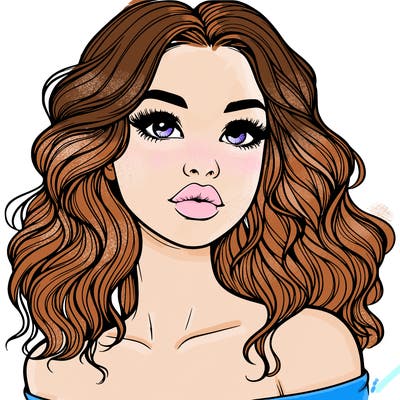 realistic girl with wavy hair and lips