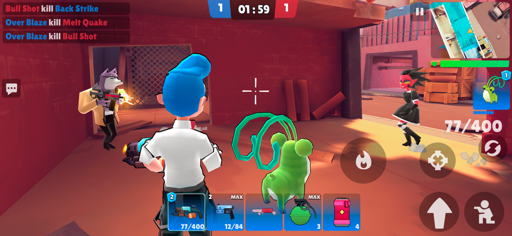 Vortex 9 - shooter games - Third-Person-Shooter-Gameplay in Vortex 9 mit verrückten Charakteren und bunten Karten