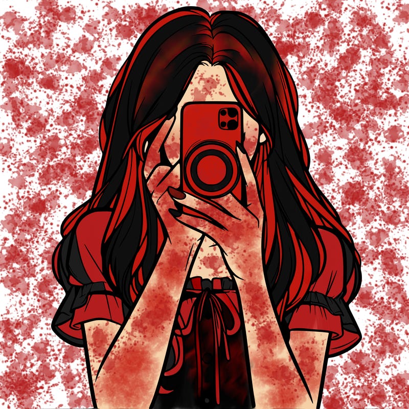 a realistic girl holding her phone taking pictures