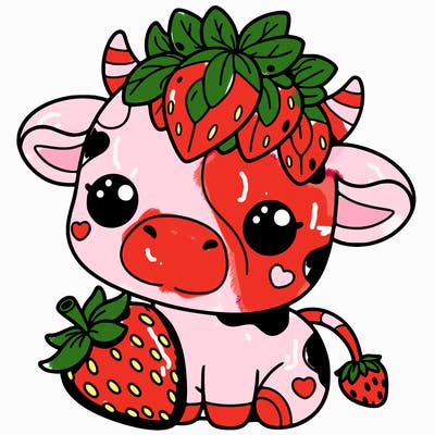cute strawberry cow