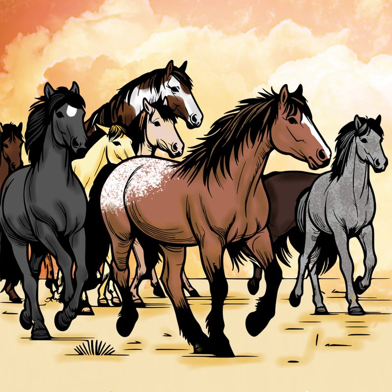 realistic wild horse herd