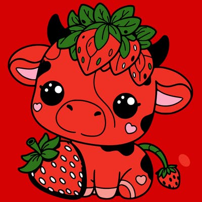 cute strawberry cow