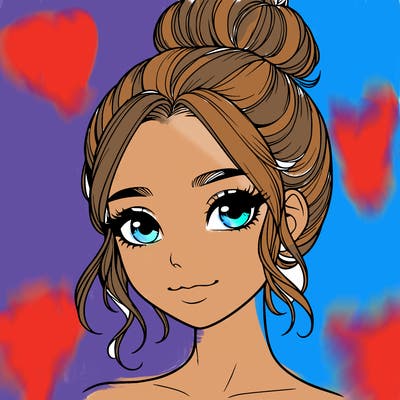 realistic pretty girl with hair in bun
