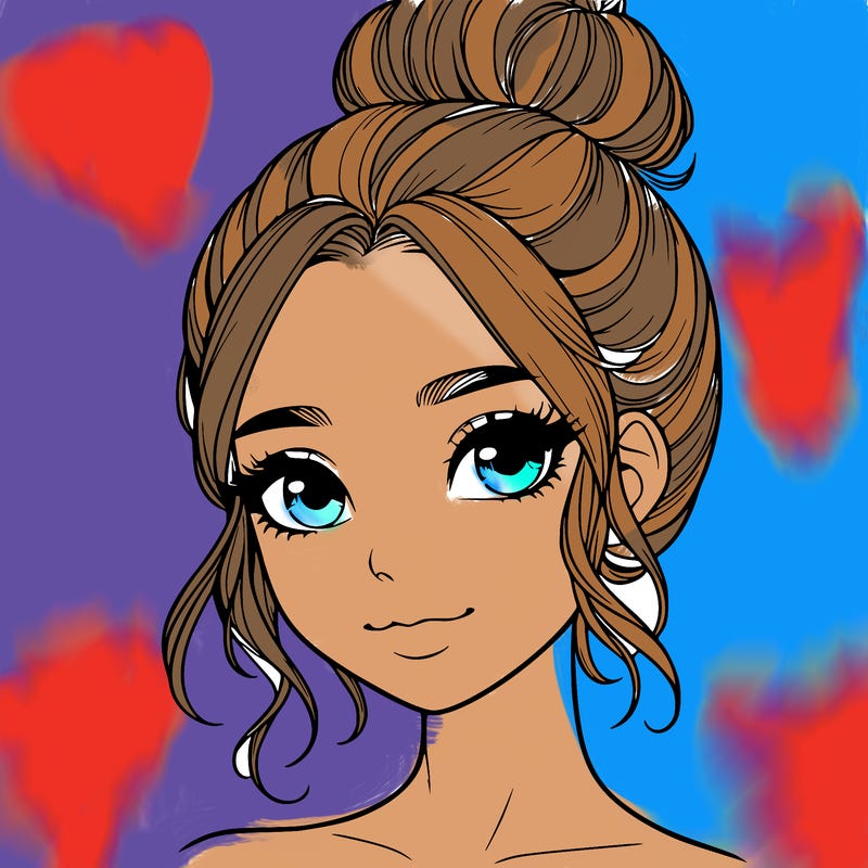 realistic pretty girl with hair in bun