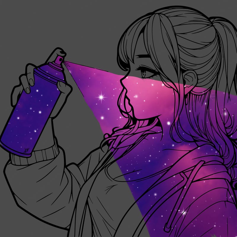 a realistic girl spray, painting