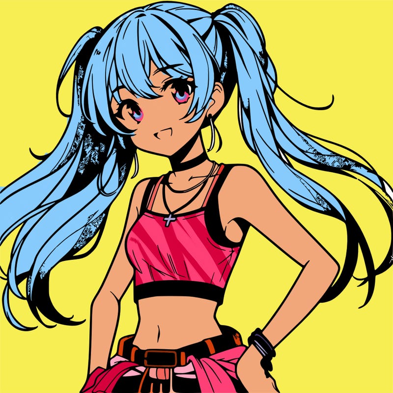 anime girl wearing crop top