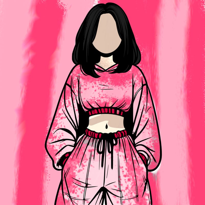 realistic girl faceless with baggy pants and a crop top