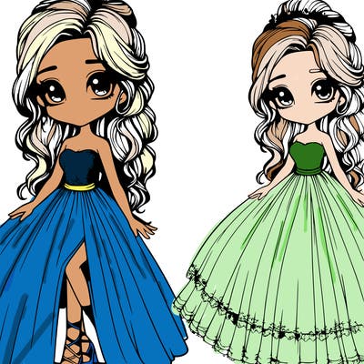 realistic girl in beautiful dress