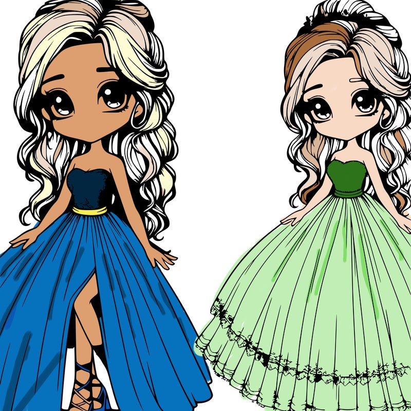 realistic girl in beautiful dress